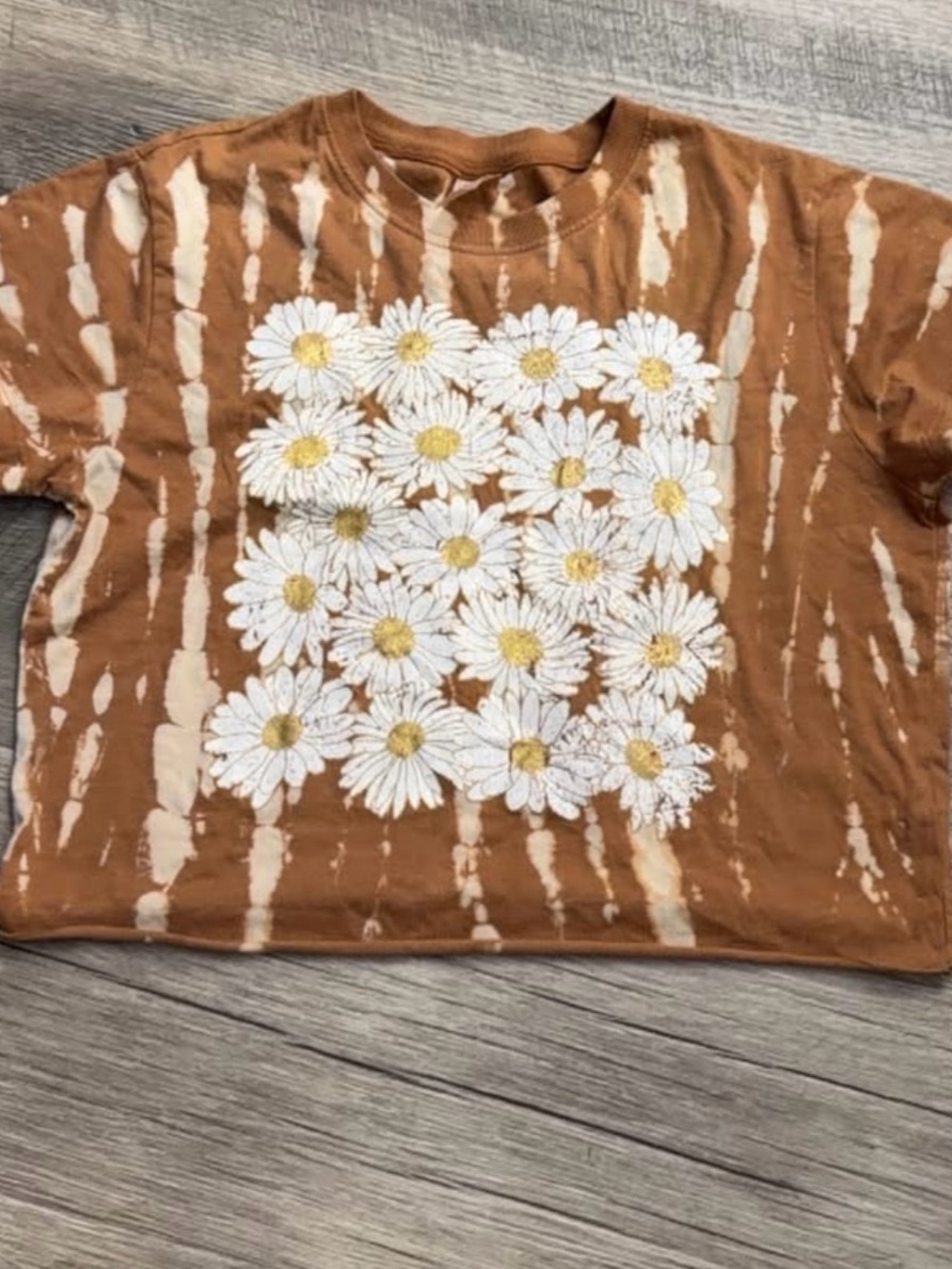Kids Brown Tie-Dye Daisy Short Sleeve Tee